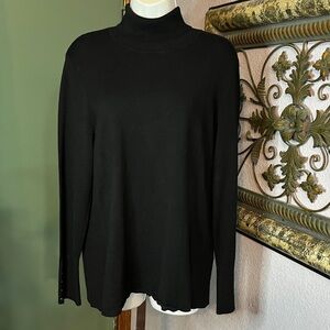 Jennifer Moore Soft Black Turtleneck With Metal Accents Sz L